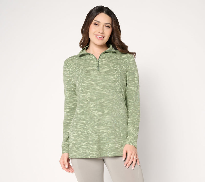 Denim & Co. Active Regular Soft Blend Knit Space Dye Half Zip Tunic — Main view