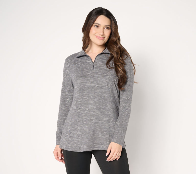 Denim & Co. Active Regular Soft Blend Knit Space Dye Half Zip Tunic — View 12