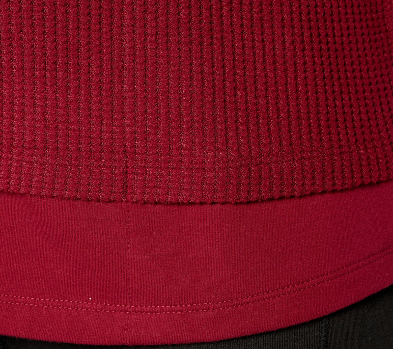 Denim & Co. Active Waffle Knit Mixed Media Hooded Pullover — View 6