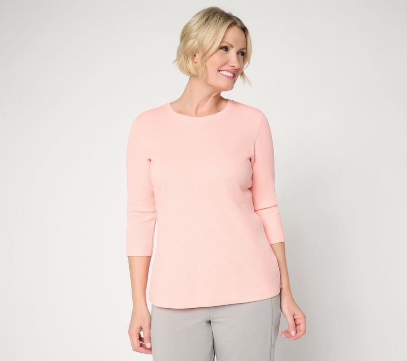 Denim & Co. Essentials Waffle Knit 3/4 Sleeve Round Neck Top — View 12