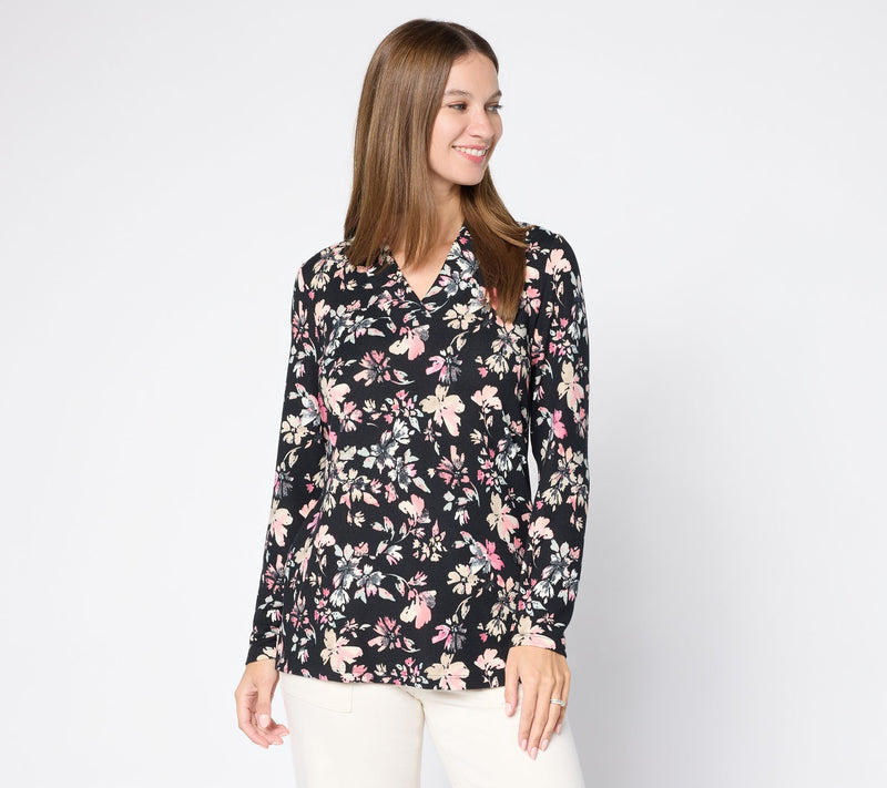 Denim & Co. Printed Heavenly Jersey Crossover V-Neck Tunic — View 11