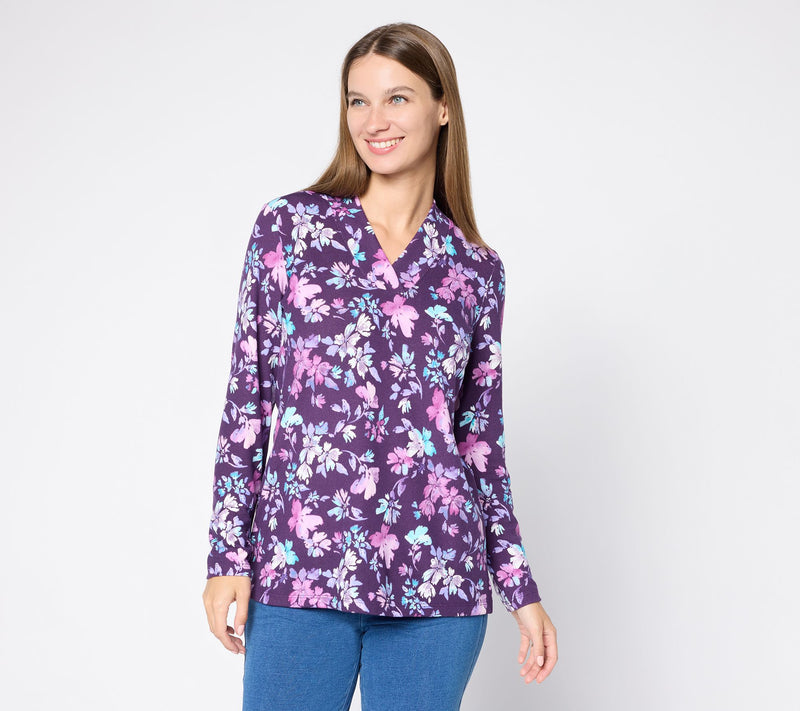 Denim & Co. Printed Heavenly Jersey Crossover V-Neck Tunic — View 13