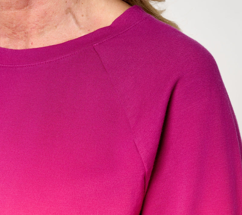 Denim & Co. French Terry Dip Dye Crew Neck Raglan Top — View 6