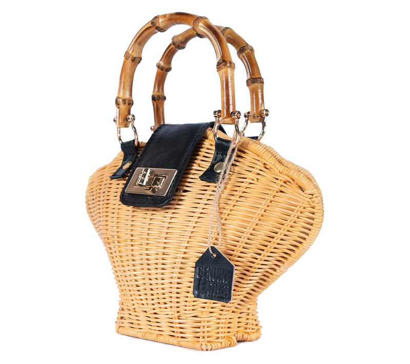 Jelavu Maree Bamboo Top Handle Medium Rattan Crossbody Bag — View 2