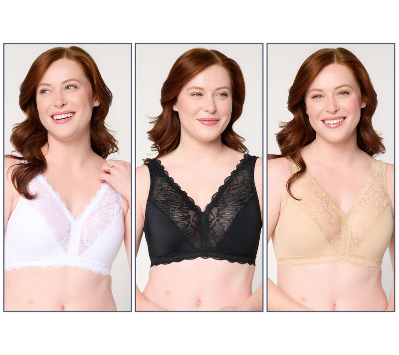 Breezies Soft Support Lace Wirefree Unlined Bra Set of 3 — View 6