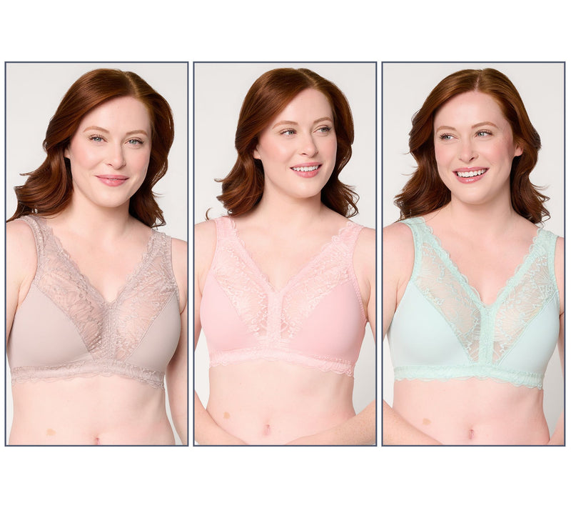 Breezies Soft Support Lace Wirefree Unlined Bra Set of 3 — View 8