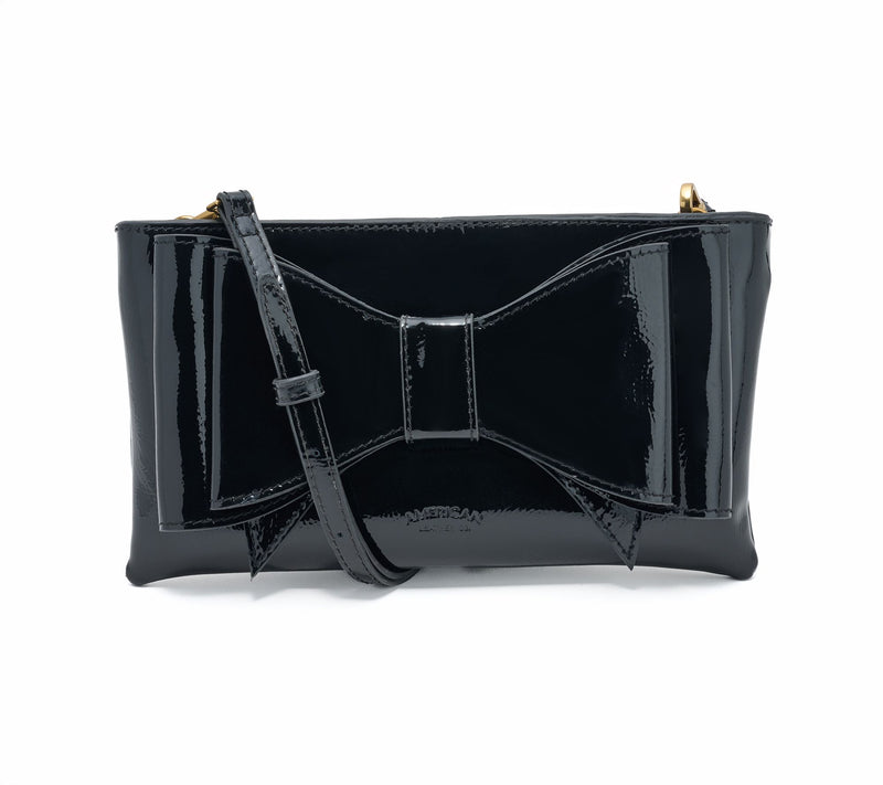 American Leather Co. Leather Bow Clutch with Crossbody Strap — View 9