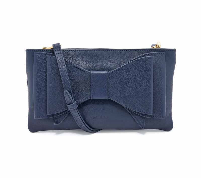 American Leather Co. Leather Bow Clutch with Crossbody Strap — View 10