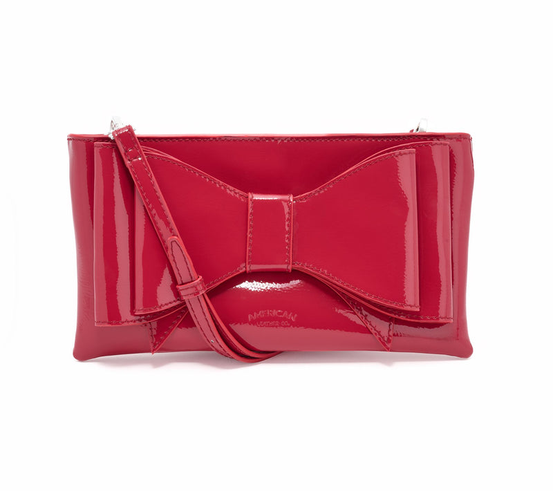 American Leather Co. Leather Bow Clutch with Crossbody Strap — View 12