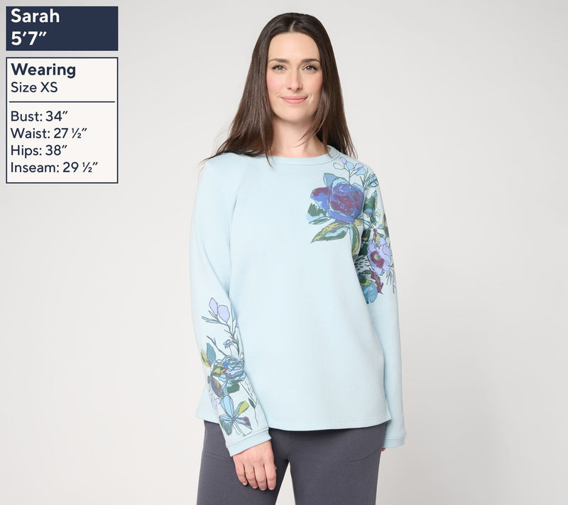 Susan Graver CloudSoft Fleece Top in Prints and Solids — View 2