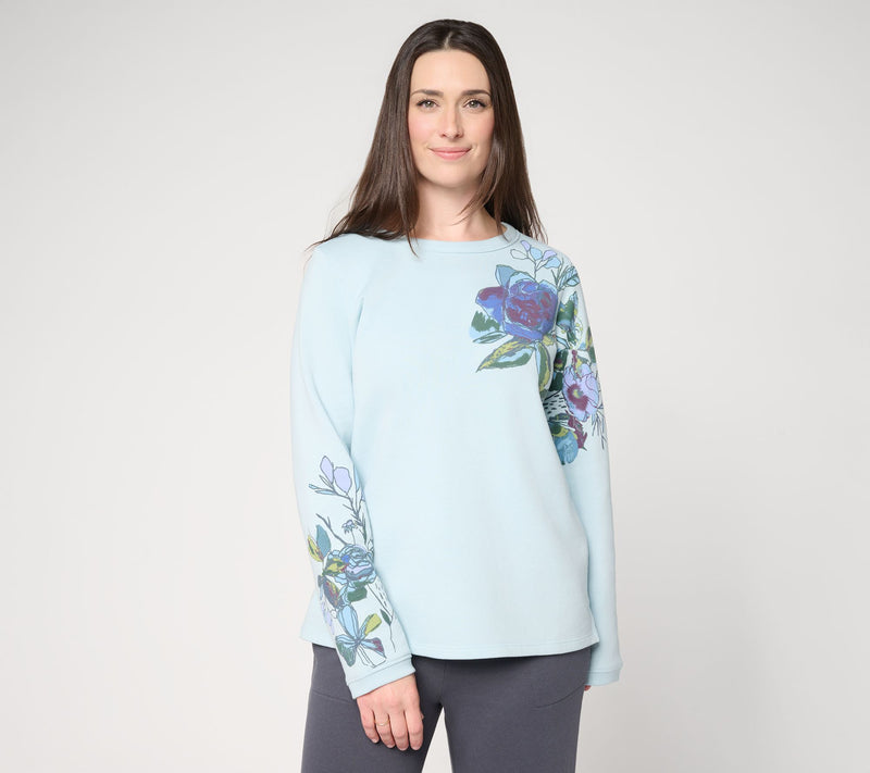 Susan Graver CloudSoft Fleece Top in Prints and Solids — Main view