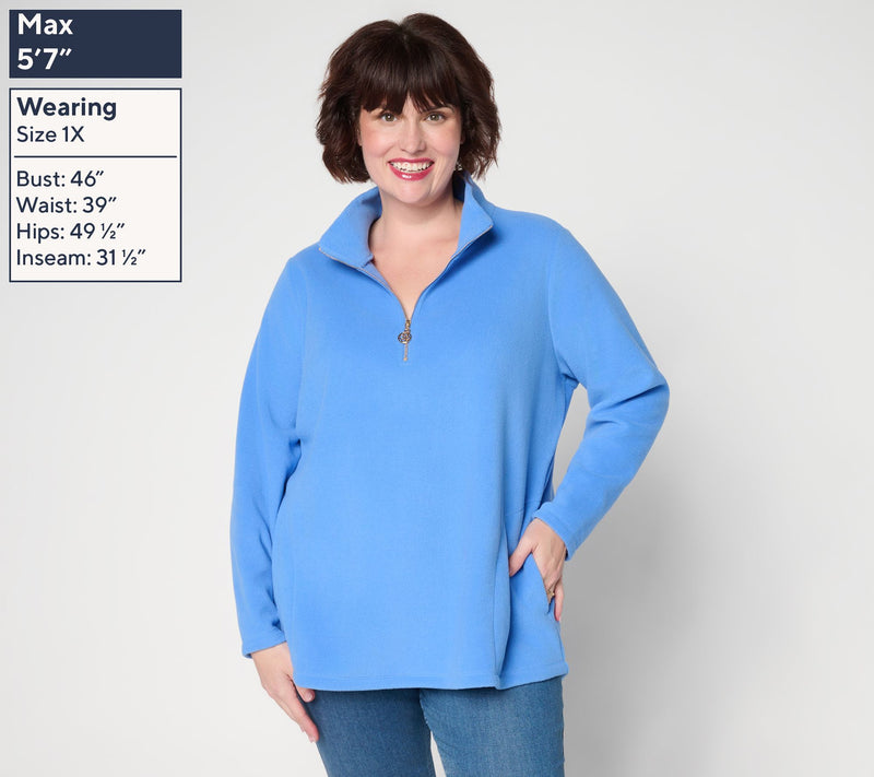 Belle by Kim Gravel Elevate the Everyday Fleece Half Zip — View 2