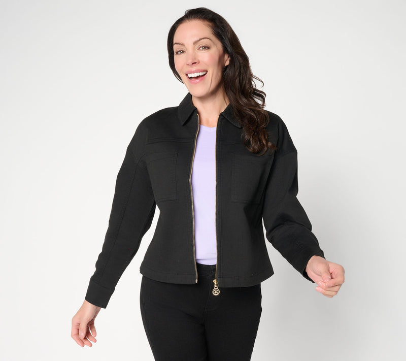 Belle by Kim Gravel Stretch Twill Signature Zip Jean Jacket — View 12