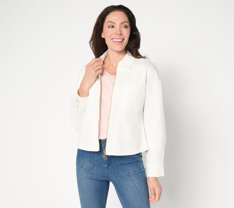 Belle by Kim Gravel Stretch Twill Signature Zip Jean Jacket — View 13