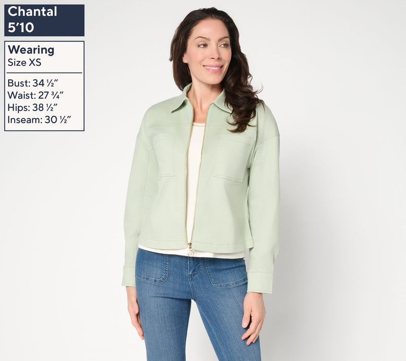 Belle by Kim Gravel Stretch Twill Signature Zip Jean Jacket — View 3