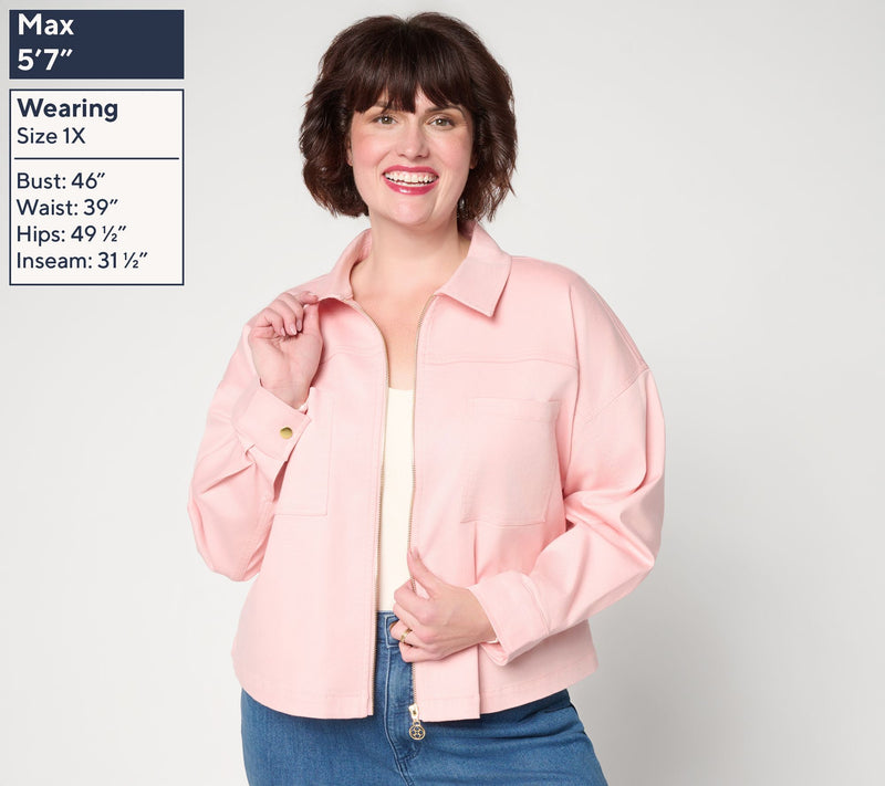 Belle by Kim Gravel Stretch Twill Signature Zip Jean Jacket — View 2