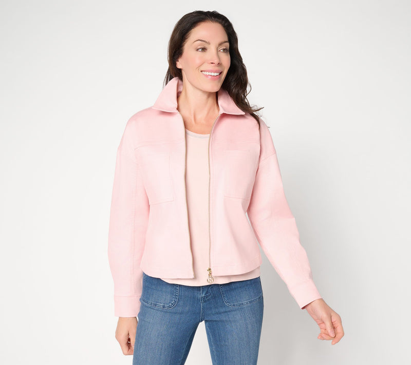 Belle by Kim Gravel Stretch Twill Signature Zip Jean Jacket — View 16