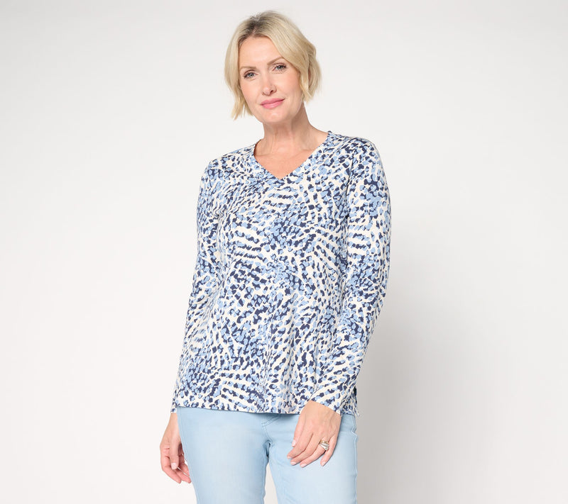 Belle by Kim Gravel TripleLuxe Knit Blot & Blur V-Neck Top — View 11
