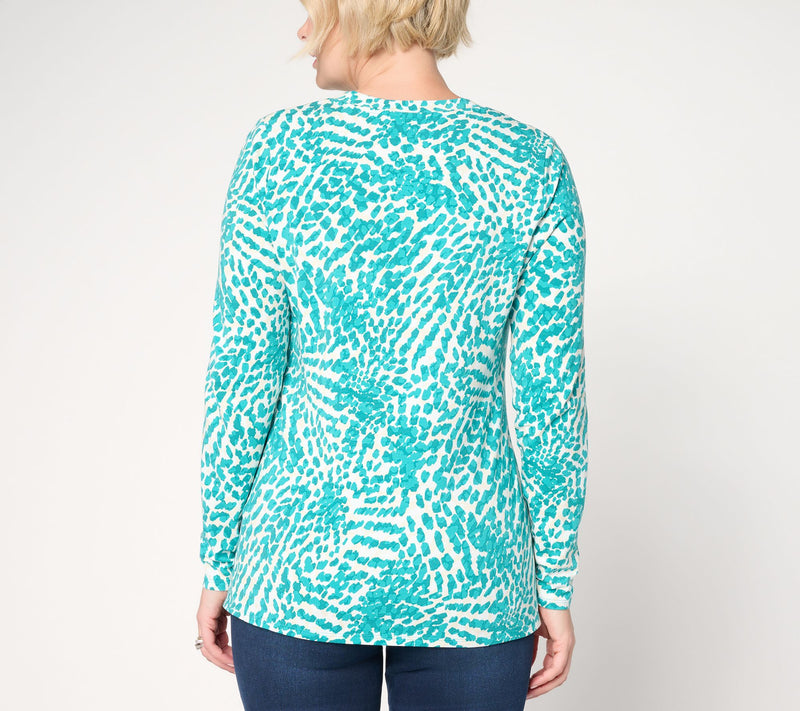 Belle by Kim Gravel TripleLuxe Knit Blot & Blur V-Neck Top — View 4