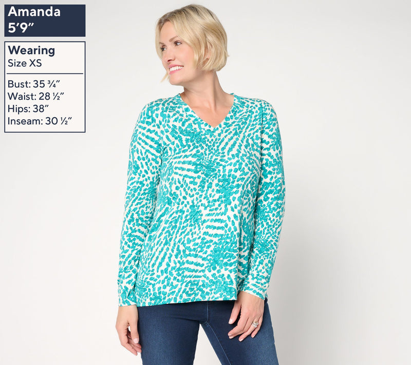 Belle by Kim Gravel TripleLuxe Knit Blot & Blur V-Neck Top — View 3