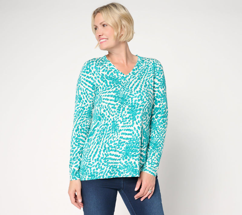 Belle by Kim Gravel TripleLuxe Knit Blot & Blur V-Neck Top — View 13