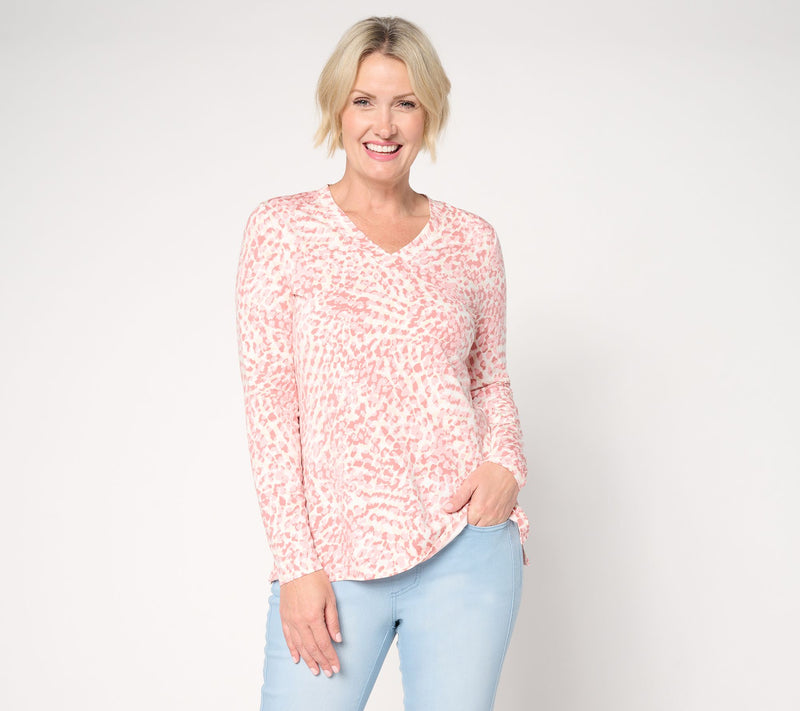 Belle by Kim Gravel TripleLuxe Knit Blot & Blur V-Neck Top — View 14