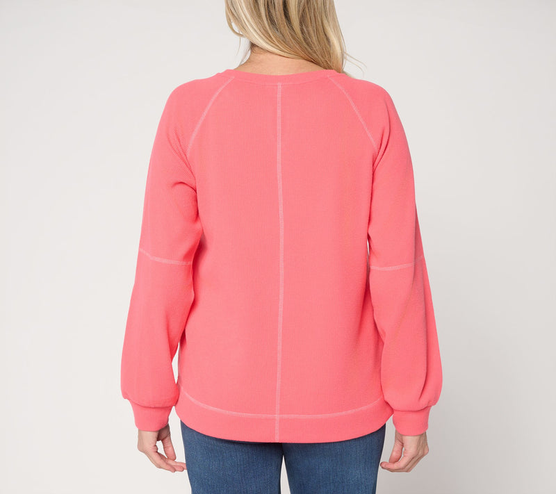 Belle by Kim Gravel Delicious Waffle Split Neck Top — View 4