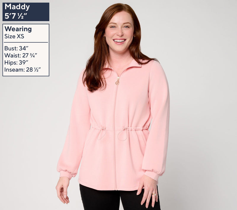 Belle by Kim Gravel ScubaLuxe Cinch Waist Zip Front Jacket — View 5