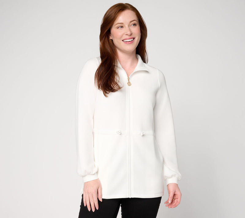 Belle by Kim Gravel ScubaLuxe Cinch Waist Zip Front Jacket — View 13