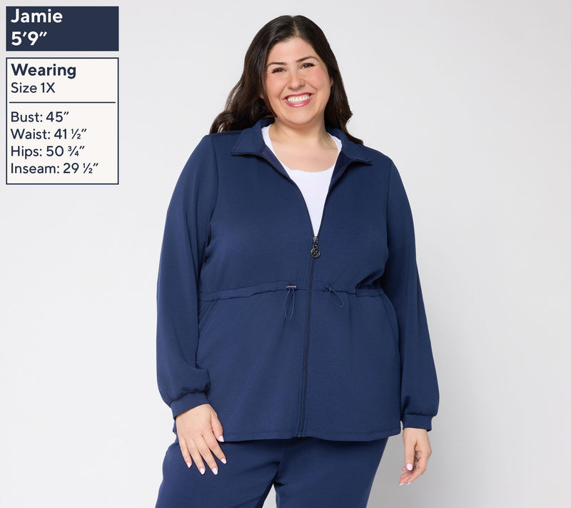 Belle by Kim Gravel ScubaLuxe Cinch Waist Zip Front Jacket — View 4