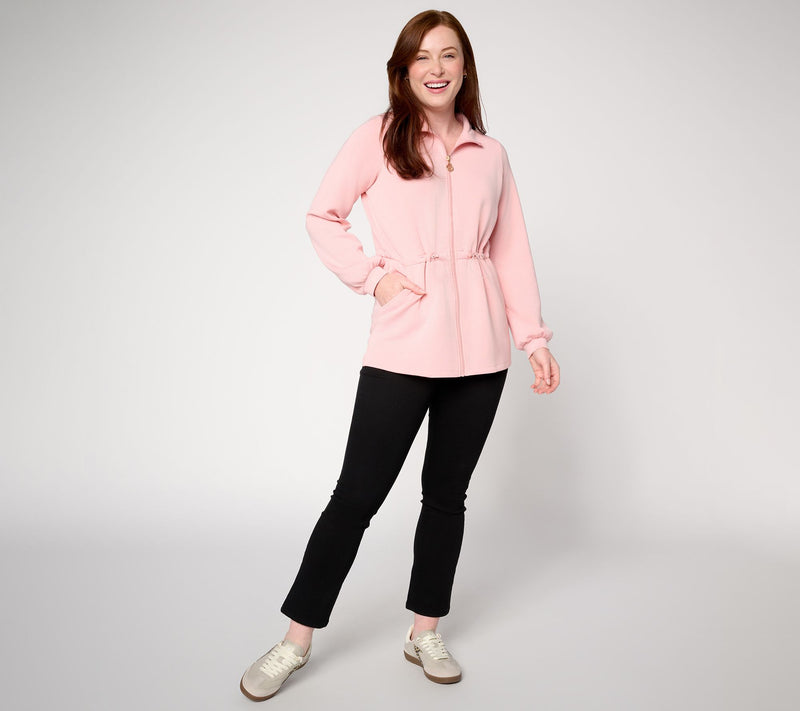 Belle by Kim Gravel ScubaLuxe Cinch Waist Zip Front Jacket — View 7