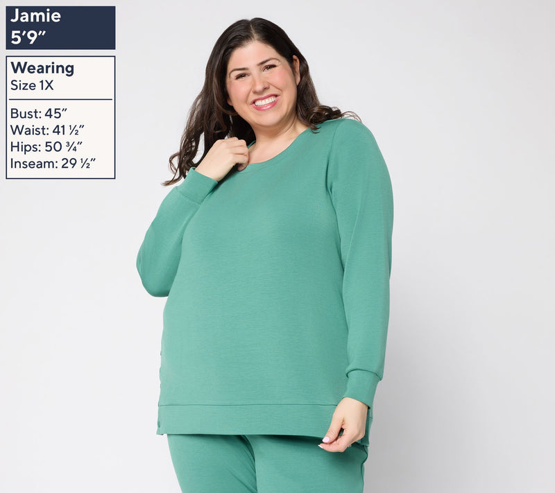 Belle by Kim Gravel ScubaLuxe Crewneck with Side Snaps — View 12