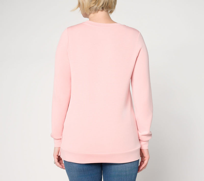 Belle by Kim Gravel ScubaLuxe Crewneck with Side Snaps — View 13