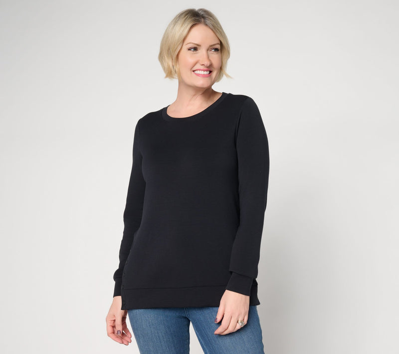 Belle by Kim Gravel ScubaLuxe Crewneck with Side Snaps — Main view