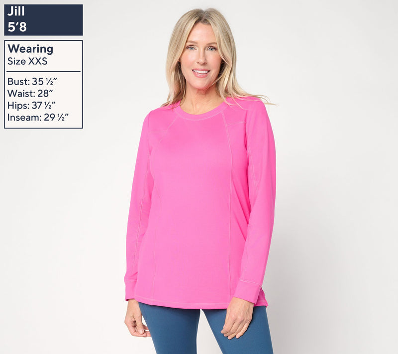 Belle Body by Kim Gravel Athletic Jersey Long Sleeve Topstitch Top — View 3