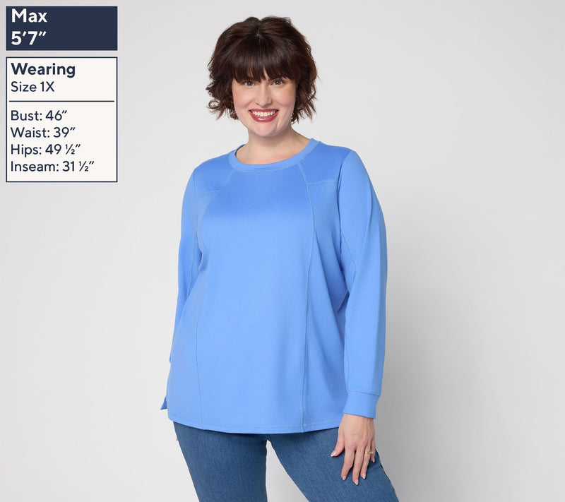 Belle Body by Kim Gravel Athletic Jersey Long Sleeve Topstitch Top — View 2