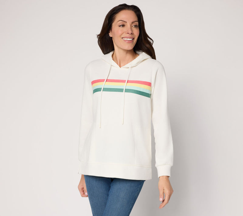 Belle by Kim Gravel Sponge Fleece Sporty Stripe Hoodie — View 13