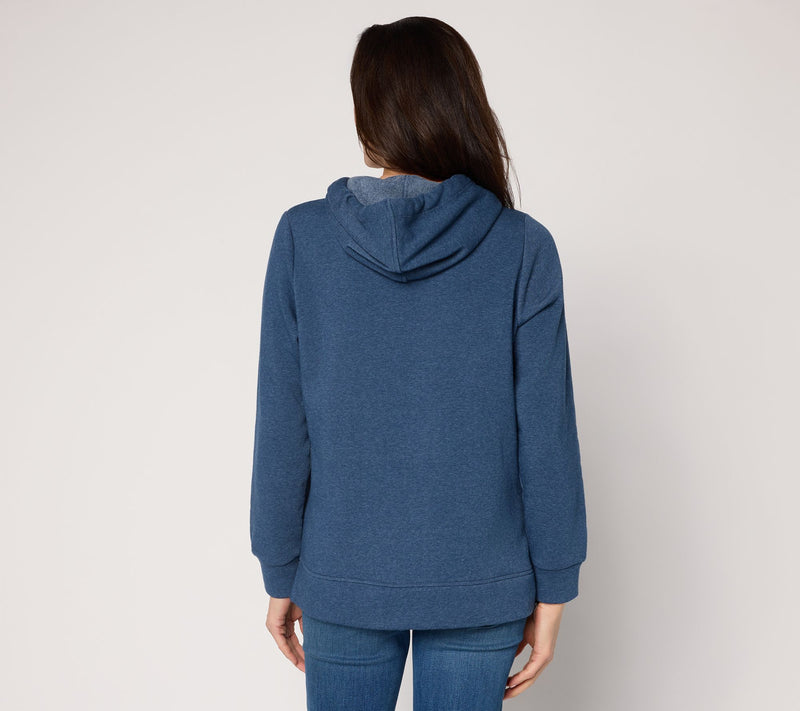 Belle by Kim Gravel Sponge Fleece Sporty Stripe Hoodie — View 6