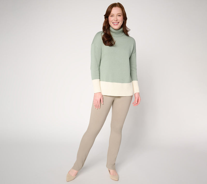 Belle by Kim Gravel Mixed Knit Color Block Turtleneck — View 5