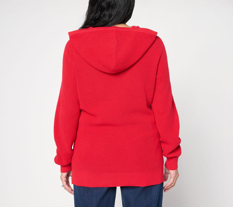 Belle by Kim Gravel Waffle Stitch Clean & Classic Hoodie Sweater — View 4