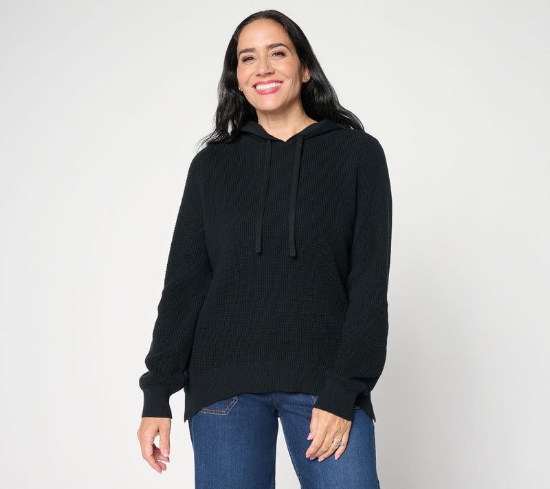 Belle by Kim Gravel Waffle Stitch Clean & Classic Hoodie Sweater — View 13