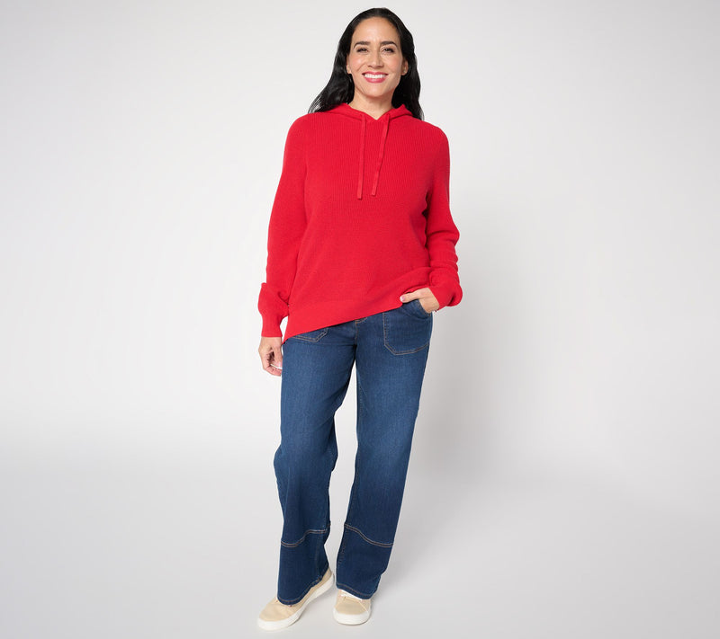 Belle by Kim Gravel Waffle Stitch Clean & Classic Hoodie Sweater — View 5
