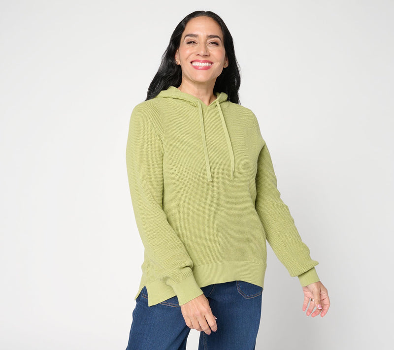 Belle by Kim Gravel Waffle Stitch Clean & Classic Hoodie Sweater — View 15