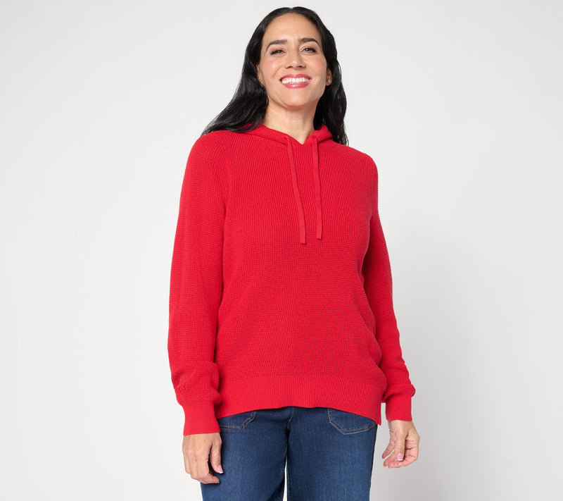 Belle by Kim Gravel Waffle Stitch Clean & Classic Hoodie Sweater — View 16