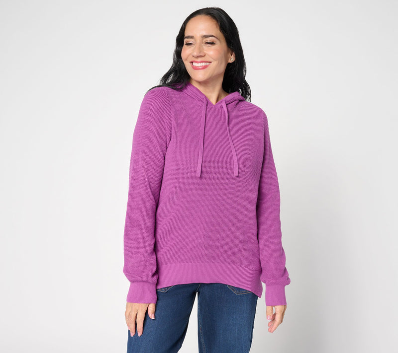 Belle by Kim Gravel Waffle Stitch Clean & Classic Hoodie Sweater — View 17