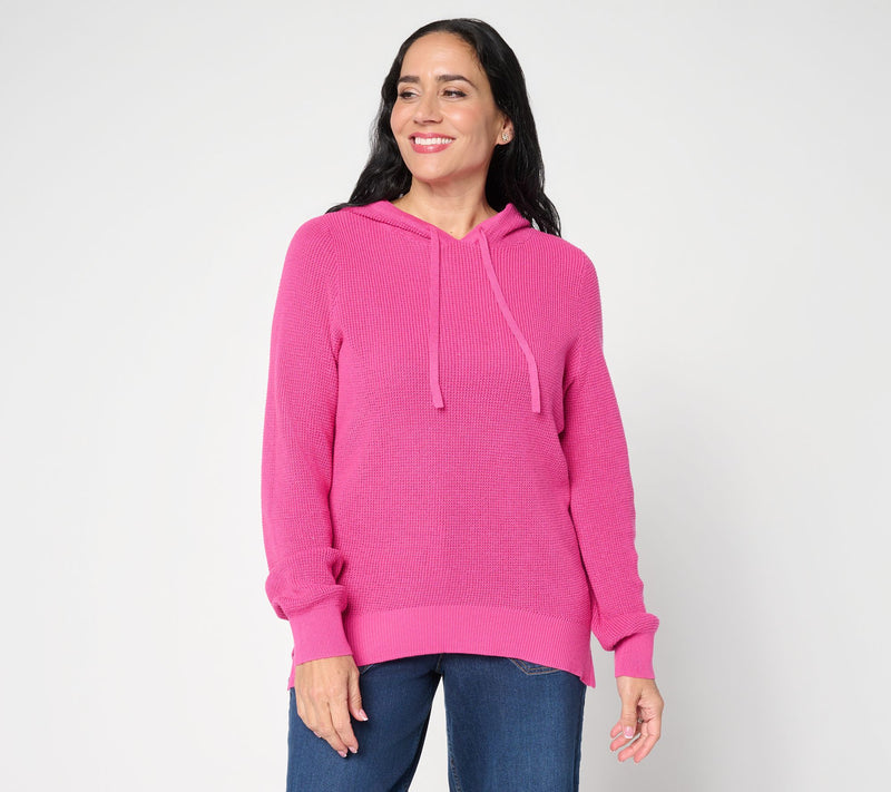 Belle by Kim Gravel Waffle Stitch Clean & Classic Hoodie Sweater — View 18