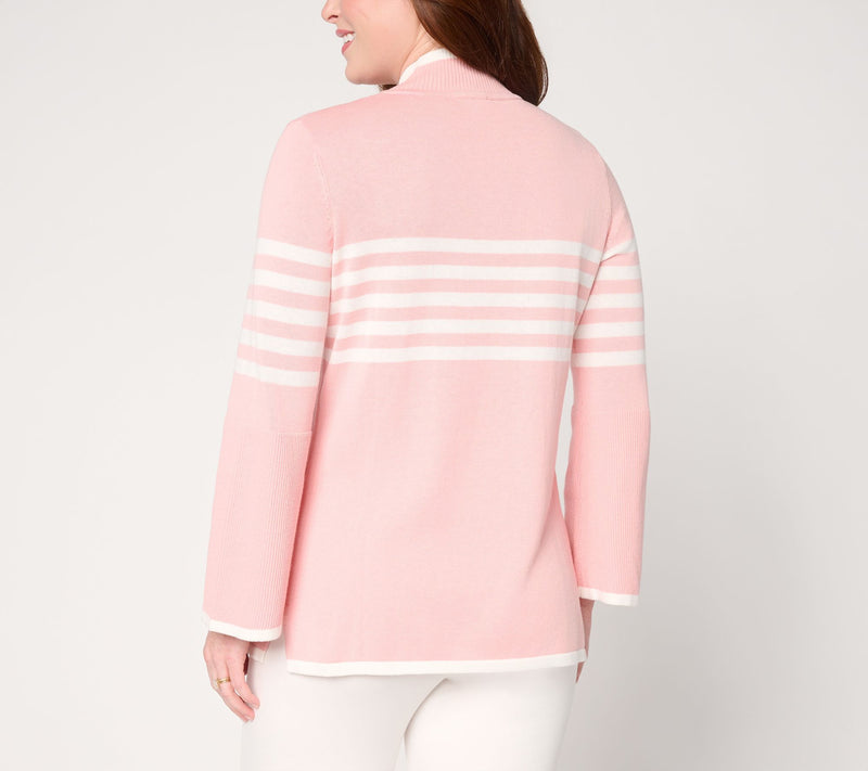 Belle by Kim Gravel Spectator Chic Striped Half Zip Sweater — View 4