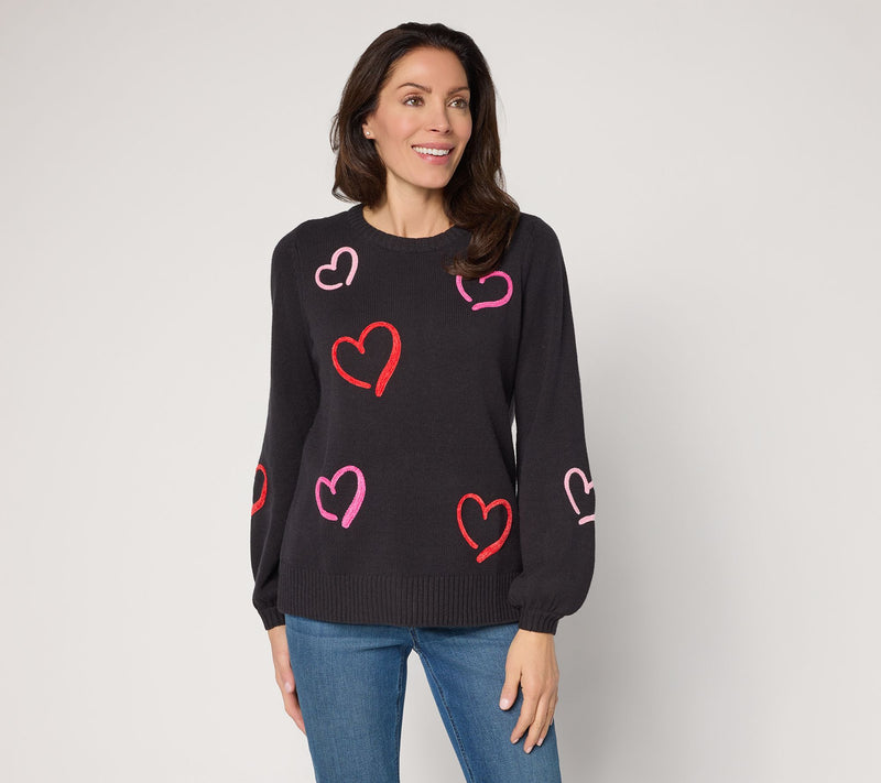 Belle by Kim Gravel Take Heart Chenille Trim Sweater — View 11