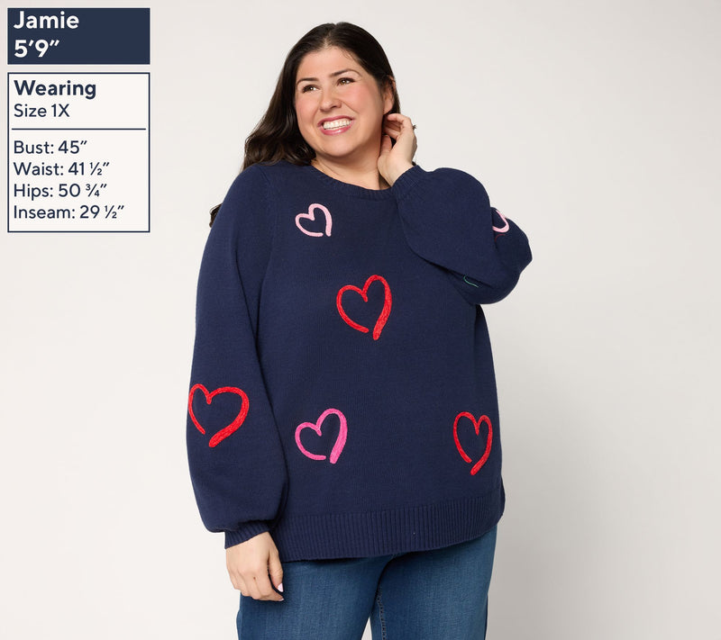 Belle by Kim Gravel Take Heart Chenille Trim Sweater — View 12