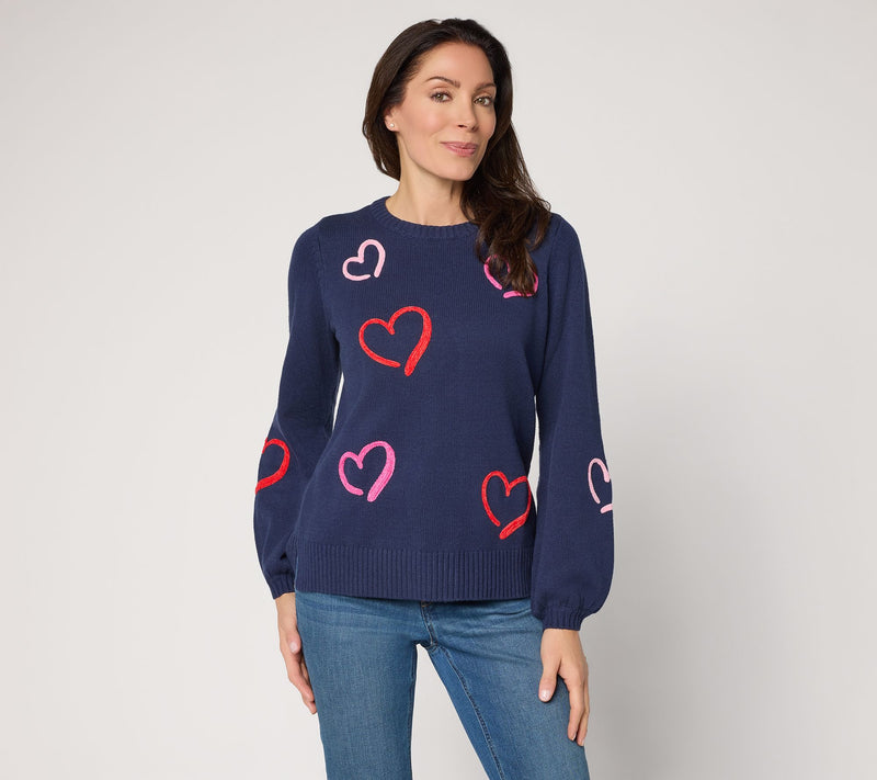 Belle by Kim Gravel Take Heart Chenille Trim Sweater — View 7